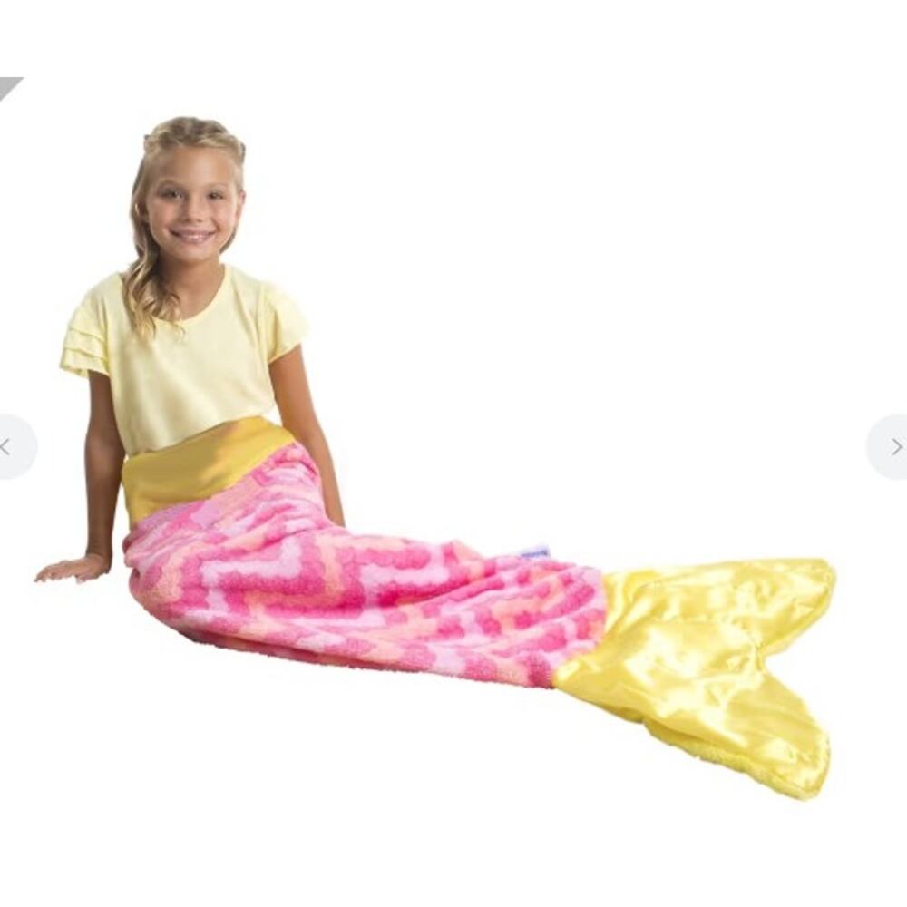 Snuggie Pink & Yellow Fleece Mermaid Tail Throw (Kids/Teens)